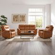 Lucia Power Tan Leather 3+1+1 Seater Suite Recliner Sofa thumbnail