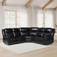 Myra Manual Recliner Corner Sofa - Black Faux Leather