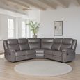 Myra Manual Recliner Corner Sofa - Grey Faux Leather