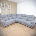 Owen Electric Recliner Corner Sofa - Grey Fabric - Console