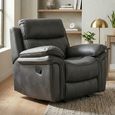 Richmond Manual Recliner Armchair - Charcoal - Leather Look Fabric