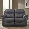 Richmond Manual Recliner Sofa - 2 Seater - Charcoal - Leather Look Fabric
