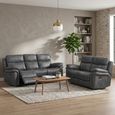 Richmond Manual Recliner Sofa Suite - 3+2 Seater - Charcoal - Leather Look Fabric