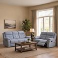 Shelby Recliner Sofa Set - 3+2 Seater - Grey Fabric