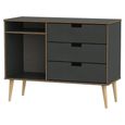 Shanghai TV Unit - 95cm - Natural Wooden Legs - Graphite