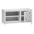 Clearance - Geo White Mirrored Distressed White Wash Mango Wood 1 Door Small TV Unit thumbnail 2