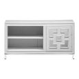 Clearance - Geo White Mirrored Distressed White Wash Mango Wood 1 Door Small TV Unit thumbnail 3