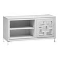 Clearance - Geo White Mirrored Distressed White Wash Mango Wood 1 Door Small TV Unit thumbnail 4