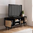 Noah Small TV Unit - 100cm - Black and Rattan