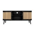Noah Small TV Unit - 100cm - Black and Rattan