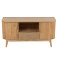 Curved Fluted TV Unit - 2 Door - 1 Drawer - 120cm - Medium - Natural Pine Wood