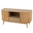 Curved Fluted TV Unit - 2 Door - 1 Drawer - 120cm - Medium - Natural Pine Wood