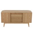Curved Fluted TV Unit - 2 Door - 1 Drawer - 120cm - Medium - Natural Pine Wood