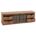Mia TV Unit - 2 Sliding Door - 4 Drawer - 160cm - Medium - Natural Wood and Glass