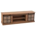 Mia TV Unit - 2 Sliding Door - 4 Drawer - 160cm - Medium - Natural Wood and Glass