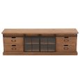 Mia TV Unit - 2 Sliding Door - 4 Drawer - 160cm - Medium - Natural Wood and Glass