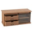 Sia TV Unit - 1 Sliding Door - 2 Drawer - 100cm - Compact - Natural Wood and Glass