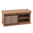 Sia TV Unit - 1 Sliding Door - 2 Drawer - 100cm - Compact - Natural Wood and Glass