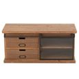 Sia TV Unit - 1 Sliding Door - 2 Drawer - 100cm - Compact - Natural Wood and Glass