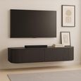 Novero Curved Floating TV Unit - 2 Door - 140cm - Medium - Wall Mounted - Espresso Oak
