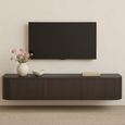 Novero Curved Floating TV Unit - 3 Door - 180cm - Medium - Wall Mounted - Espresso Oak