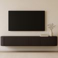 Novero Curved Floating TV Unit - 4 Door - 220cm - Large - Wall Mounted - Espresso Oak