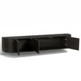 Novero Curved Floating TV Unit - 3 Door - 180cm - Medium - Wall Mounted - Espresso Oak
