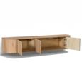 Novero Curved Floating TV Unit - 3 Door - 180cm - Medium - Wall Mounted - Natural Oak