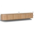Novero Curved Floating TV Unit - 4 Door - 220cm - Large - Wall Mounted - Natural Oak