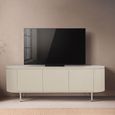 Patou Curved Fluted TV Unit - 3 Door - 170cm - Large - Off White - Mango Wood
