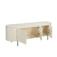 Patou Curved Fluted TV Unit - 3 Door - 170cm - Large - Off White - Mango Wood