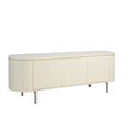 Patou Curved Fluted TV Unit - 3 Door - 170cm - Large - Off White - Mango Wood