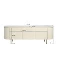 Patou Curved Fluted TV Unit - 3 Door - 170cm - Large - Off White - Mango Wood