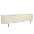 Patou Curved Fluted TV Unit - 4 Door - 210cm - Large - Off White - Mango Wood