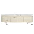 Patou Curved Fluted TV Unit - 4 Door - 210cm - Large - Off White - Mango Wood