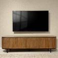 Noor Curved Fluted TV Unit - 4 Door - 210cm - Large - Brown - Mango Wood