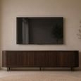 Noor Curved Fluted TV Unit - 4 Door - 210cm - Large - Walnut - Mango Wood