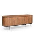 Noor Curved Fluted TV Unit - 3 Door - 170cm - Medium - Brown - Mango Wood