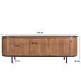 Noor Curved Fluted TV Unit - 3 Door - 170cm - Medium - Brown - Mango Wood