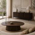 Noor Curved Fluted TV Unit - 3 Door - 170cm - Medium - Walnut - Mango Wood
