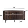 Noor Curved Fluted TV Unit - 3 Door - 170cm - Medium - Walnut - Mango Wood