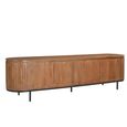 Noor Curved Fluted TV Unit - 4 Door - 210cm - Large - Brown - Mango Wood