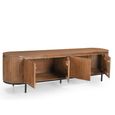 Noor Curved Fluted TV Unit - 4 Door - 210cm - Large - Brown - Mango Wood