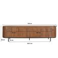 Noor Curved Fluted TV Unit - 4 Door - 210cm - Large - Brown - Mango Wood