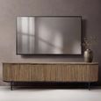 Lausanne Curved Fluted TV Unit - 4 Door - 210cm - Large - Natural - Teak Wood