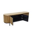 Lausanne Curved Fluted TV Unit - 3 Door -170cm - Medium - Natural - Teak Wood