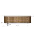 Lausanne Curved Fluted TV Unit - 3 Door -170cm - Medium - Natural - Teak Wood