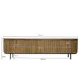 Lausanne Curved Fluted TV Unit - 4 Door - 210cm - Large - Natural - Teak Wood