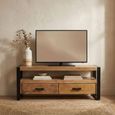 Nairobi TV Unit - 2 Drawer - 120cm - Small - Natural - Rustic Mango Wood