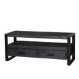 Norris TV Unit - 2 Drawer - 120cm - Small - Charcoal - Rustic Mango Wood